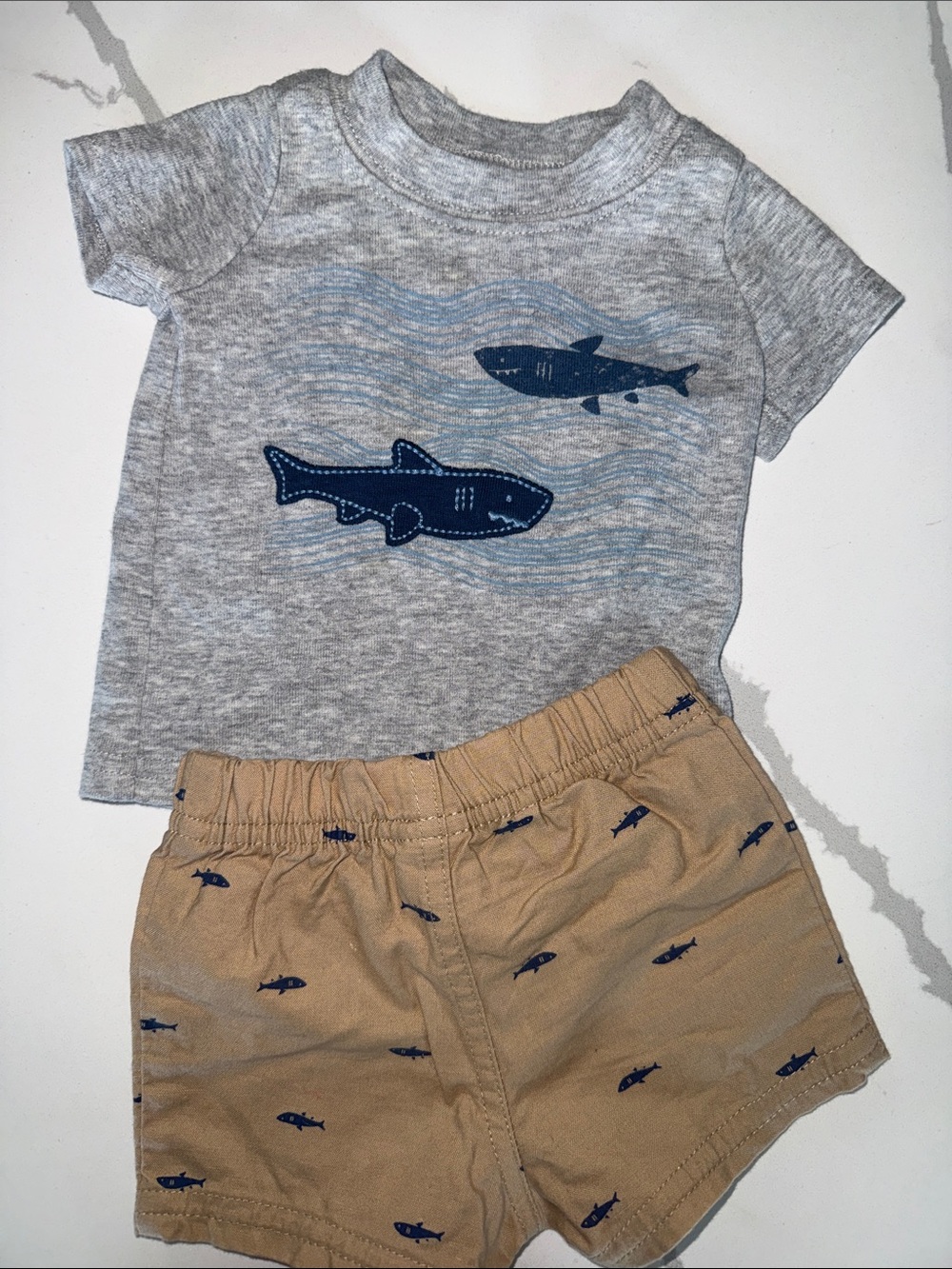 Carter's Gray and Tan Shark Matching Set
